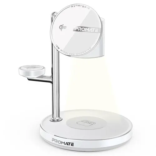 Promate شاحن لاسلكي 4في1، MagSafe، ساعة، AirPods، طاقة 25.5W