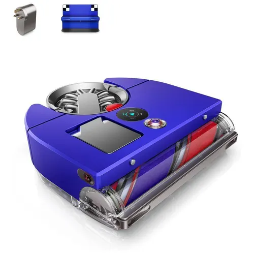 مكنسة كهربائية روبوتية دايسون 360 فيس ناف (dyson 360 vis nav™ robot vacuum) - مكنسة ذكية بقوة شفط جبارة، نظام رؤية 360 درجة، رسم خرائط متطور للمنزل، وفلترة كاملة ومحكمة، لون نيكل/أزرق.
