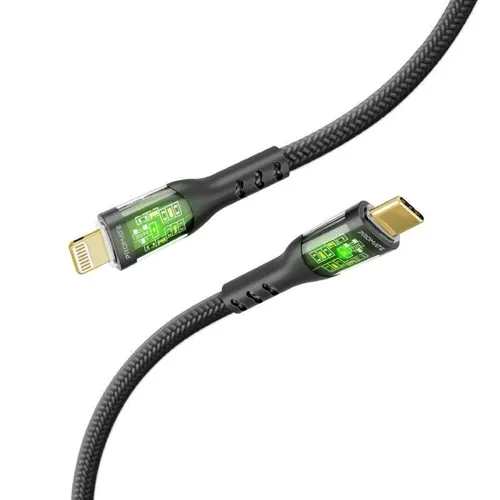 كابل بروميت من النوع C إلى Lightning 1.2 متر ، كابل توصيل طاقة فائق السرعة بقوة 27 واط مع شحن مزامنة 480 ميجابت في الثانية ، سلك مضفر من النايلون للهواتف الذكية والأجهزة اللوحية و AirPods و TransLine-Ci. أسود