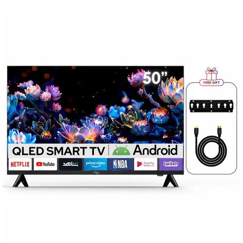 تلفزيون آيتل 50 بوصة QLED ذكي نظام أندرويد مع بلوتوث وريسيفر داخلي وحامل حائط موديل 2025 - L5060N + كابل HDMI من ريفر سونغ 3 متر – 4K عال السرعة