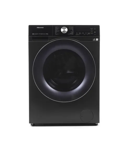 هايسنس غسالة ومجفف تحميل أمامي، 12كجم 8 كجم، عاكس، أسود