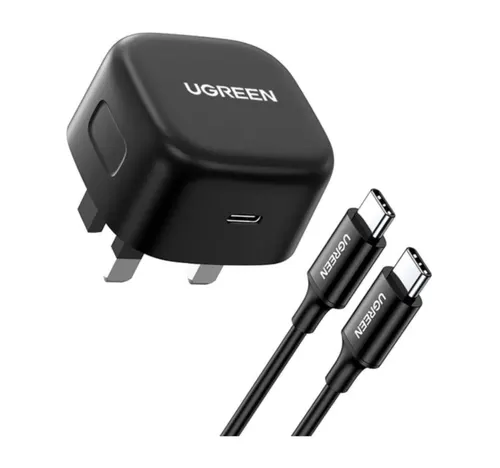 يوجرين شاحن سريع PD مع كابل USB-C أسود CD250