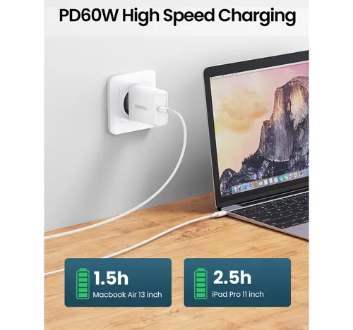 يوجرين كابل USB-C إلى USB-C بطول 2 متر أبيض 60520
