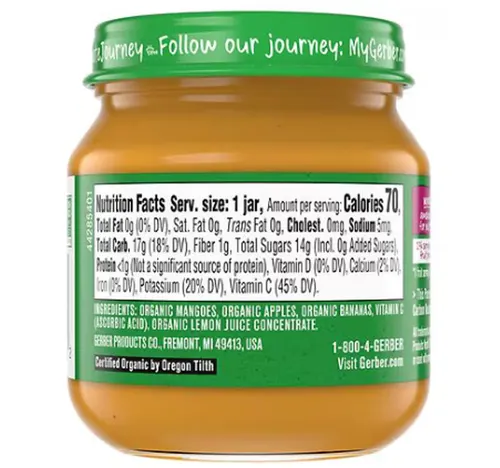 Gerber Wonderfoods Organic for Baby Mango Apple Banana 113 g