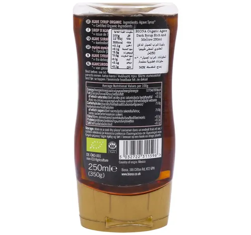 Biona Organic Agave Dark Syrup 250 ml