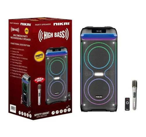 Nikai Party Bluetooth Speaker, 60W, Black, NPRTY1000BT
