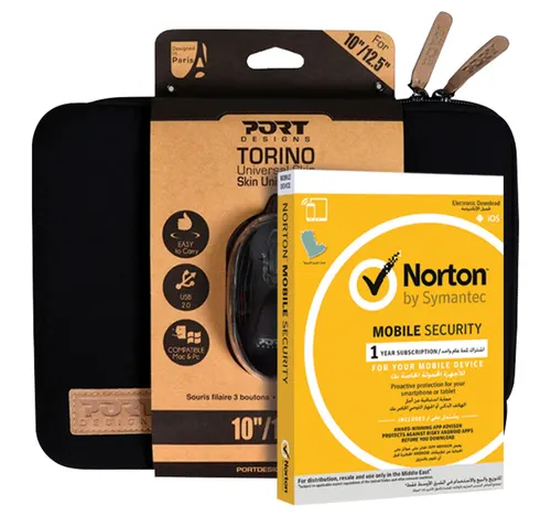 Norton Mobile Security 3.0 + Port Torino Skin Tab Case Black 12.5" + Port Wired Mouse