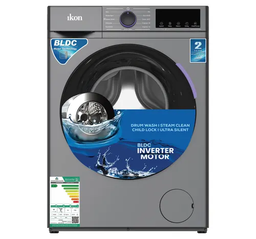 Ikon Front Load Washing Machine, 8 kg, Grey, IK-FJ80SAL