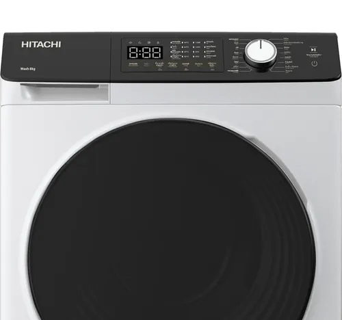 هيتاشي غسالة ذات التحميل الأمامي سعة 8 كجم، 1200 دورة في الدقيقة، لون أبيض، BD-802HVOW