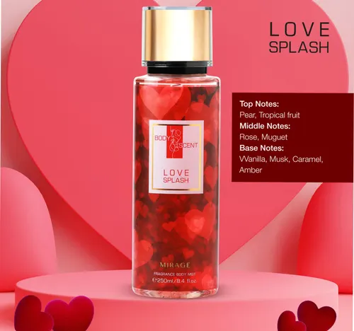 Body Scent Mirage Fragrance Body Mist for Women, Love Splash, 250 ml
