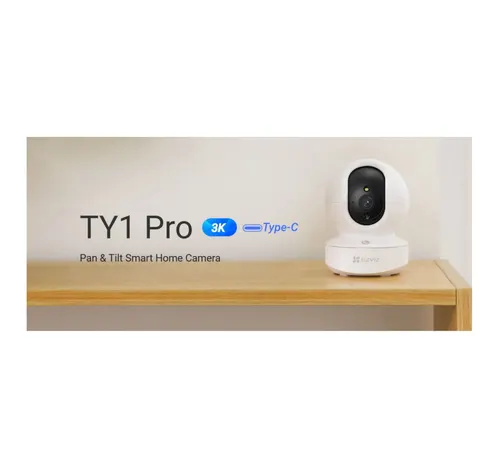 Ezviz TY1 Pro 5 MP Pan/Tilt 3K Security Camera, White, CS-TY1-R105-1J5WF