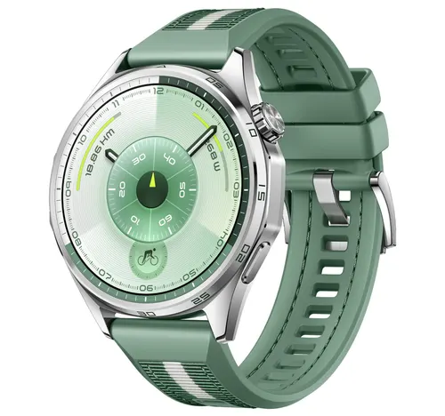 Huawei GT6 Atum Smartwatch, 46 mm Stainless Steel Case with Green Woven Strap, ATM-B19