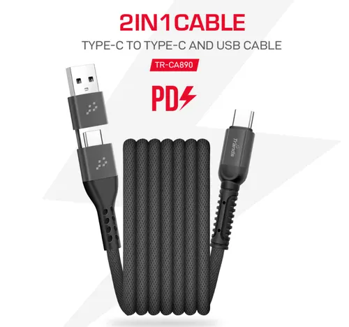Trands 2 In 1 Type-C to Type-C and USB Cable CA890