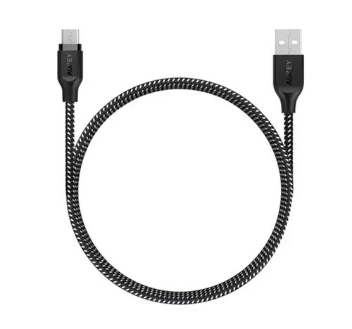 أوكي كابل USB 2.0 إلى مايكرو USB مضفّر نايلون، طول 2 متر – موديل CB‑AM2 (AKY‑CB‑AM2‑USB‑2M)