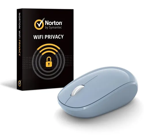Microsoft Bluetooth Mouse Pastel Blue + Norton WiFi Privacy (Combo Pack)