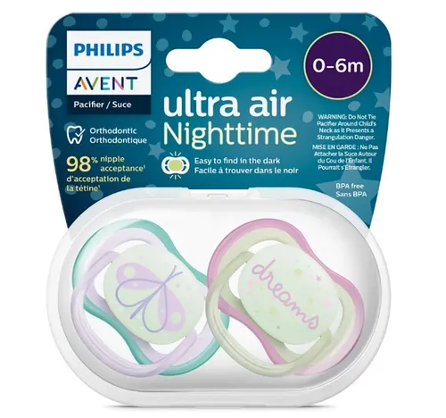 Philips Avent Ultra Air Nighttime Pacifier From 0-6Months 376/19 2 pcs