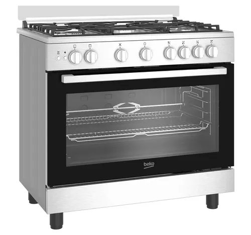 Beko b300 5 Burner Gas Cooker, 90 x 60 cm, Stainless Steel, BGG11125GXU