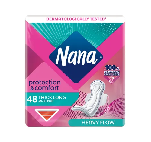 Nana Protection & Comfort Maxi Thick Long Sanitary Pads with Wings For Heavy Flow 48 pcs