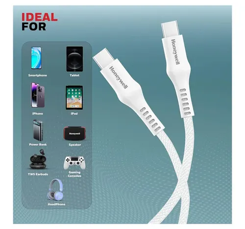 Honeywell USB Type C-C Cable, 1.2m, White, HC000701