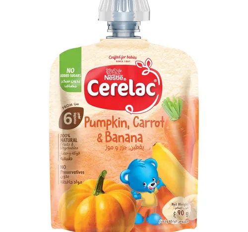 Nestle Cerelac Baby Food Pumpkin, Carrot & Banana Puree Pouch from 6 Months 90 g