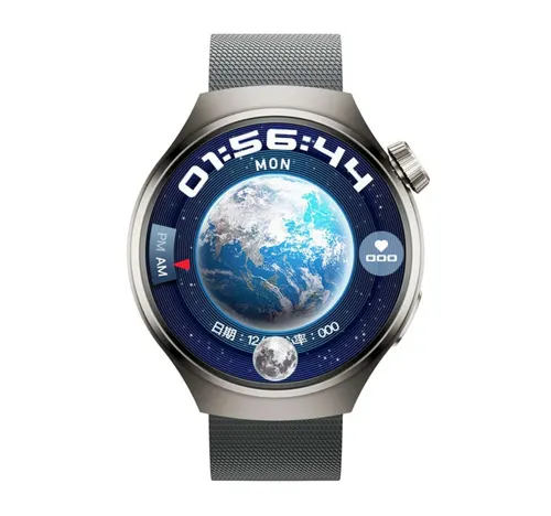Porodo Smartwatch Sfera Round Titanium with Extra Orange Band, Silver