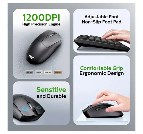 Acer Wireless Keyboard & Mouse, Black, OCC313