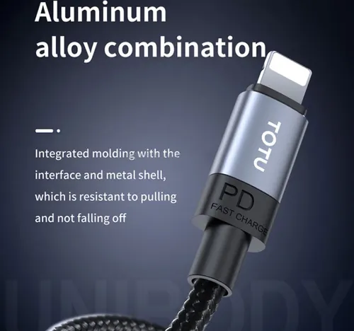 Totu Type-C to Lightning PD Fast Charging Cable, 1.2 m, Black, BPD-001