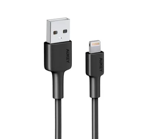Aukey UCB-BAL7 Nylon Braided MFI USB-A to Lightning Cable 0.9m - Black