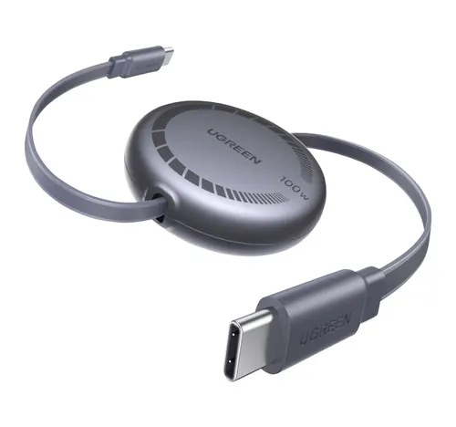 يوجرين كابل USB-C إلى USB-C قابل للسحب بقدرة 100 واط، 1 متر، أسود، 65905