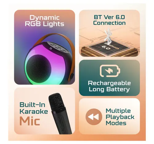 أكسيون سينج ستريم مكبر صوت لاسلكي مع ميكروفون كاريوكي 5 واط، ACC-BT460