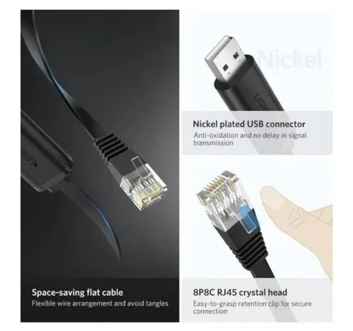 يوجرين كابل كونسول CM204 USB إلى RJ45 ، بطول 3 متر، أسود، 60813