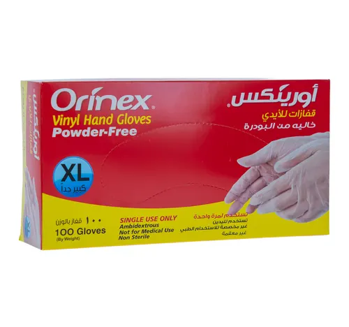 Orinex Powder Free XL Clear Vinyl Hand Gloves 100 pcs