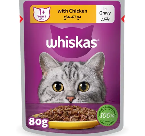 Whiskas Chicken in Gravy Wet Cat Food For Adult Cats 1+ Years 80 g