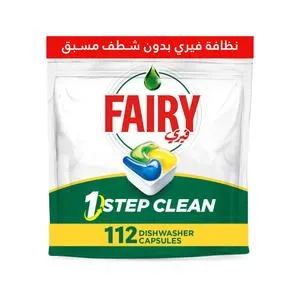 Fairy 1 Step Clean Automatic Dishwasher Tablets, Lemon Scent, 112 Tablets