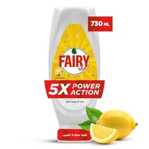 Fairy 5X Power Action, Dishwashing Liquid, Lemon Scent, 730ml