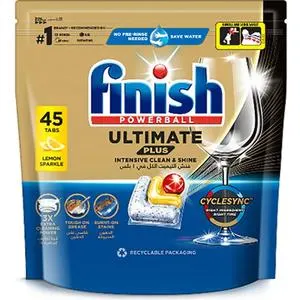 Finish Ultimate Plus All In 1 Lemon Dishwasher Tablets 45 Tabs