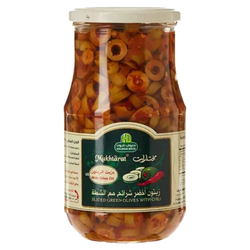 حلواني اخوان زيتون اخضر شرائح بالشطة الحاره-325-370 غرام