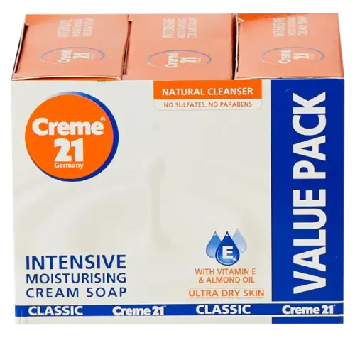 كريم21 صابون كريم مرطب مكثف مع فيتامين E-4X125 غرام