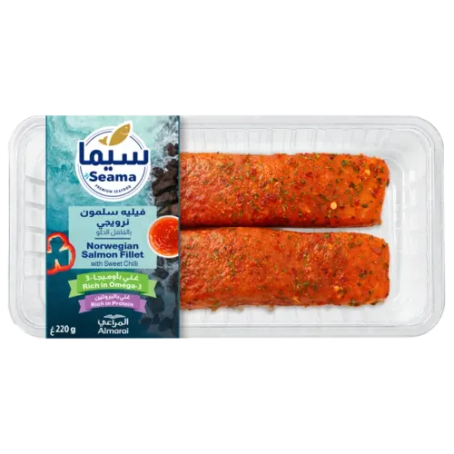 سيما فيليه سمك السلمون النرويجي بالفلفل الحلو الحار-220 غرام