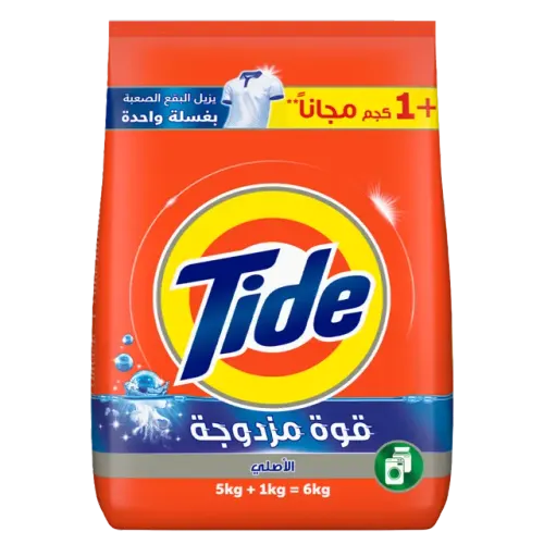 تايد مسحوق غسيل برغوة منخفضة برائحة أصلية-5كيلو +1كيلو